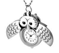CALLARON Reloj De Bolsillo Vintage Plata Retro con Diseño De Búho con Alas Extendidas y Luna Creciente Regalo Original para Amigas y Familia Colgante Decorativo