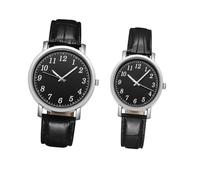 CALLARON Relojes de Pulsera Diseño Clásico Conjunto de 2 para Pareja Correa de Cuero Ajustable y Movimiento Preciso en Negro para Uso Diario y Negocios