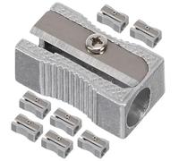 CALLARON Sacapuntas Manual Metálico Agujero, Mini Sacapuntas Escolar Compacto, 8 Unidades para Lápices, Portátil y Fácil de Usar para Estudiantes y Oficina