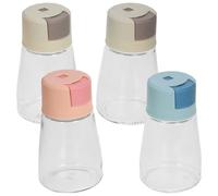 CALLARON Salero Dosificador de Sal y Especias 4 Piezas, Dispensador de Condimentos Diseño Cónico, Botella de Plástico Transparente para Cocina y Barbacoa, Medidor Práctico Color Aleatorio