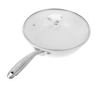 CALLARON Sartén Wok Antiadherente de Cerámica 28 Cm Color Blanco para Cocina Multifunción Compatible con Estufa Adecuado para Freír, Saltear y Cocinar Saludablemente