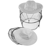 CALLARON Sombrero de Apicultor Plegable 2 Piezas, Red Transpirable para Cabeza, Poliéster y Algodón, Color Gris Claro, Protección contra Abejas para Apicultura y Trabajo al Aire Libre