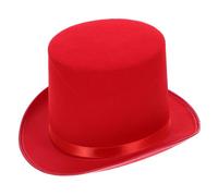 CALLARON Sombrero de Mago para Adultos, Sombrero Copa Rojo, Clásico de Copa Alta en Terciopelo Rojo, Accesorio de Disfraz para Fiestas de Halloween, Obras de Teatro 30 x 26 x 17 cm