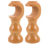 CALLARON Soportes de Madera Maciza para Cortinas de Pared, 2 Unidades, Base Sólida Color Madera Natural 28 Mm, Soporte Vintage para Barra de Cortina, Ideales para Decoración Romana y Salón