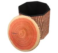 CALLARON Taburete Plegable Multifuncional con Tapa para Almacenamiento, Diseño Creativo Tipo Tronco, Madera con Franela, Tamaño Mediano, Organizador Práctico para Hogar, Oficina