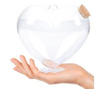 CALLARON Tarro Corazón de Vidrio Tapa de Corcho para Flores, Mensajes y Decoración de Boda en Tamaño 16 CM para Uso Artesanal