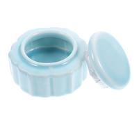 CALLARON Tarro de Cerámica Vintage Azul Claro 15ml para Crema Labial y Colorete, Recipiente Cosmético Pequeño Multiusos Adecuado para Muestras y Almacenamiento Decorativo