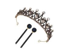 CALLARON Tiara Vintage para Novia Joyas de Boda Pendientes Barrocos para Ceremonia de Matrimonio Accesorio de Mujer Negro