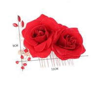 CALLARON tocado de rosa peine de cabello delicado accesorios Boda rosas flor tocado de novia Peine para la novia peine de novia rojo