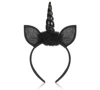 CALLARON Tocado de Unicornio Negro para Niña Cuerno y Alas, Diadema Ligera Sujeción Firme Adecuado para Fiestas y Sesiones de Fotos