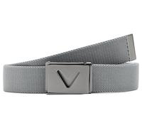Callaway Cinturón de golf para hombre con logotipo en V, material elástico texturizado duradero, punta de metal y hebilla ajustable, color sólido, Griffin, talla única