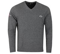 Callaway Golf Hombre de Manga Larga con Cuello en V suéter - Charcoal Brezo - M