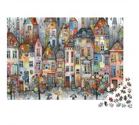 Calle Centro Histórico Colorida Puzzle de 1000 Piezas Papel Adulto Estilo Dibujado Juego de Puzzle Familia Relajante 38x26cm/1000pcs