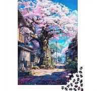 Calle Cerezo 1000 Piezas Cartón Árbol Cerezo Gigante Rompecabezas para Familias Encaje Preciso Regalo para Familia Antiestrés Momento De Calma 38x26cm/1000pcs