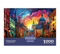 Calle Ciudad Colorida Tarde Puzzle de 1000 Piezas Puzzle para Adultos Papel Paisaje Urbano Actividad Familiar Decoración Hogar Alivio Estrés Regalo 70x50cm/1000pcs 70x50cm/1000pcs