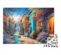 Calle Colorida del Pueblo Puzzle de 1000 Piezas para Adultos Juego de Papel Relajante Decoración y Regalo 38x26cm/1000pcs