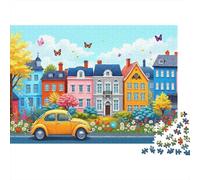 Calle de la casa Colorida 1000 Pieza S Cartón Resistente Rompecabezas Clásicos Adultos Niños Difícil Desafío Idea De Regalo Decoración 52x38cm/1000pcs