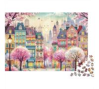 Calle de la Ciudad de Cherry Blossom Rompecabezas 1000 Piezas Adultos - Regalo, Juego Familiar, Decoración del Hogar, El Paisaje Puzzle 70x50cm/1000pcs