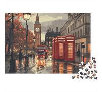 Calle de Londres Conjunto Ilustración Urbana Vintage Rompecabezas Cartón Premium 1000 Piezas, Desafío Educativo Adultos/Adolescentes, Regalo Familia/Parejas 52x38cm/1000pcs