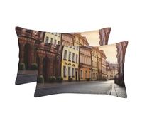 Calle del Centro Histórico De Polonia Funda Almohada 2 Piezas Cremallera Oculta Fundas Cojines Suave Funda Cojin para Sofá Dormitorio Jardín 40X60Cm