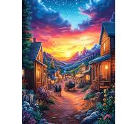 Calle del Pueblo acogedora al Atardecer Puzzle 1000 Piezas Cartón Grueso para Adultos Vida Silvestre y Mascotas Noches Juegos En Familia Antiestrés Regalo Corporativo Calidad Profesional Regalo Ideal