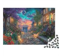 Calle del Puerto al Atardecer Puzzle 1000 Teile 38x26cm/1000pcs, - Creativo Juego Educativo, Antistrés Y Decoración del Hogar, Regalo para Familias