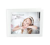 CALLE DEL REGALO Álbum Personalizado para Libro de Firmas de Boda, Comunión o Bautizo | Cubierta Blanca Rígida con Portada Personalizable | Cuaderno de Recuerdos con Foto y Texto - 27 x 21 cm