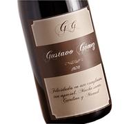 CALLE DEL REGALO Botella de Vino Personalizada con Sus Iniciales, Nombre, año de Nacimiento y dedicatoria