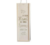 CALLE DEL REGALO Caja de madera para una botella personalizada para mamás