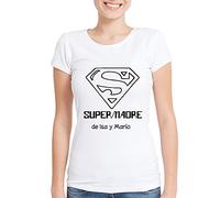 CALLE DEL REGALO Camiseta 'Supermadre' Personalizada con Nombres | Regalo Original para Mamá por su Cumpleaños o Día de la Madre | Camiseta 100% Algodón 100%
