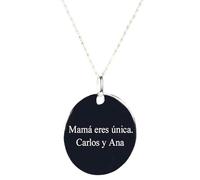 CALLE DEL REGALO Colgante medalla de plata maciza grabado con texto