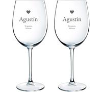 CALLE DEL REGALO Copas de vino personalizadas | Copas de vino de cristal de 58 cl (CORAZÓN, 2 COPAS)