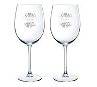 CALLE DEL REGALO Copas de vino personalizadas | Copas de vino de cristal de 58 cl (FLORES, 2 COPAS)