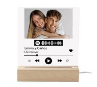CALLE DEL REGALO Lámpara LED Personalizada Spotify, Base de Madera, Decoración Musical (Cuadrada)