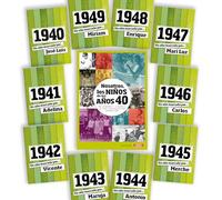 CALLE DEL REGALO Libro de tu año de nacimiento, libro de la década de los 40 con Tarjeta personalizada con el nombre que tú quieras - Libro con anéctodas y curiosidades de los años 1940-1949