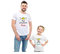 CALLE DEL REGALO Pack de Camisetas Personalizadas Padre e Hijo Papá del Príncipe y Hijo del Rey | Conjunto de Camiseta y Body con Nombre, Algodón 100%, Regalo Original Día del Padre