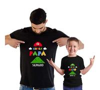 CALLE DEL REGALO Pack de Camisetas Personalizadas para Súper Papá y Super Hijo. Un Pack de Camisetas con Camiseta Adulto + Camiseta Infantil o Body. Todo Personalizado con los Nombres