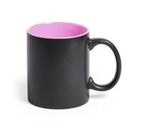 CALLE DEL REGALO Taza de cerámica de 350 ml, negra y color (Rosa)