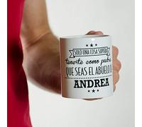 CALLE DEL REGALO Taza personalizada para padre y abuelo - Taza para el mejor padre y abuelo personalizada con el nombre de su nieto - Taza de cerámica de 350 ml.