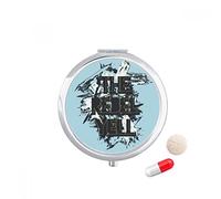 Calle el grito rebelde patrón Graffiti Travel bolsillo píldora caso medicina dispensador espejo regalo caja de almacenamiento