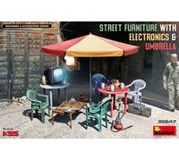Calle Furniture Con Electronics & Umbrella 1 :3 5 Plástico Modelo Kit Miniart