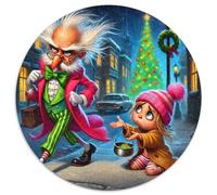Calle Navideña Luces Hombre Mayor niña Puzzle de 1000 Piezas Papel para Adultos Escena Nocturna Juego de Puzzle 1000 Piezas Relajación Decoración Regalo 1000pcs (67.5x67.5cm)
