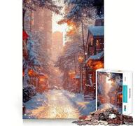 Calle Nevada al Atardecer, Rompecabezas de 1000 Piezas para Adolescentes, para Mejorar la Memoria, Informal, Relajante, con Corte nítido, para exhibición artística (50x75cm)