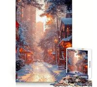 Calle Nevada al Atardecer, Rompecabezas de 1000 Piezas para Adultos, Juguete para ejercitar la Mente, Suave, Relajante, para armar, un Regalo Encantador (38x52cm)