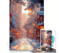 Calle Nevada al Atardecer, Rompecabezas de 1000 Piezas para Adultos, Juguete para ejercitar la Mente, Suave, Relajante, para armar, un Regalo Encantador (38x52cm)