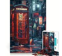 Calle Nevada Japonesa con Cabina telefónica roja Rompecabezas de 1000 Piezas para Adolescentes Mejora la Memoria Tranquilo y Relajante Regalo (50x75cm)