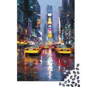 Calle Nocturna de Ciudad Puzzle de 1000 Piezas Papel para Adultos Ambiente Urbano Moderno Mejora atención Interacción Familiar Relajante Decoración Regalo 38x26cm/1000pcs