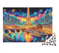 Calle París Sturdy Cardboard Arte Nocturno Eiffel Jigsaw Puzzle Adults Kids Fun Educational Game Great Gift for Birthday Christmas Puzzle Lovers 52x38cm/1000pcs