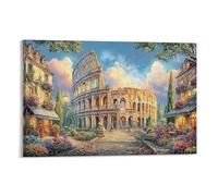 Calle parisina con la Torre Eiffel 1 Pieza Coliseo calle Cobblestone Obra De Arte Pantalla De Lienzo Para Jardín Infantil Decoración Multiusos Space Transformer Listo Para Colgar 12x18inch(30x45cm)