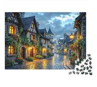 Calle Pueblo Medieval Rompecabezas 1000 Piezas Papel Ecológico para Niños Principiantes, Ultra Difícil, Actividad Post-Clase, Mejor Calificado para Niños 52x38cm/1000pcs